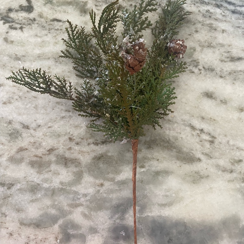 Real feel real touch iced pine Pinecone pick spray stem